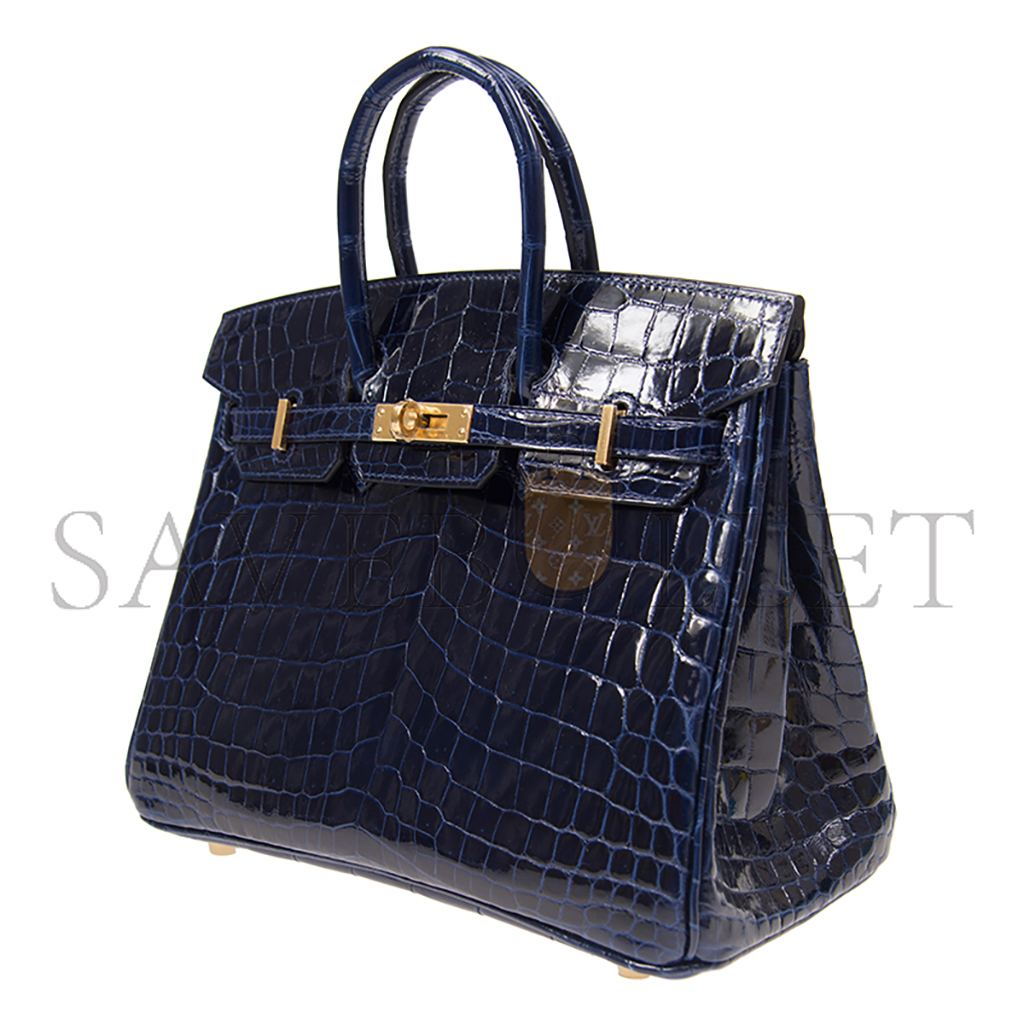 H**mes master birkin 35 crocodile leather sapphire blue gold buckle h041367ck32 (35*28*18cm)